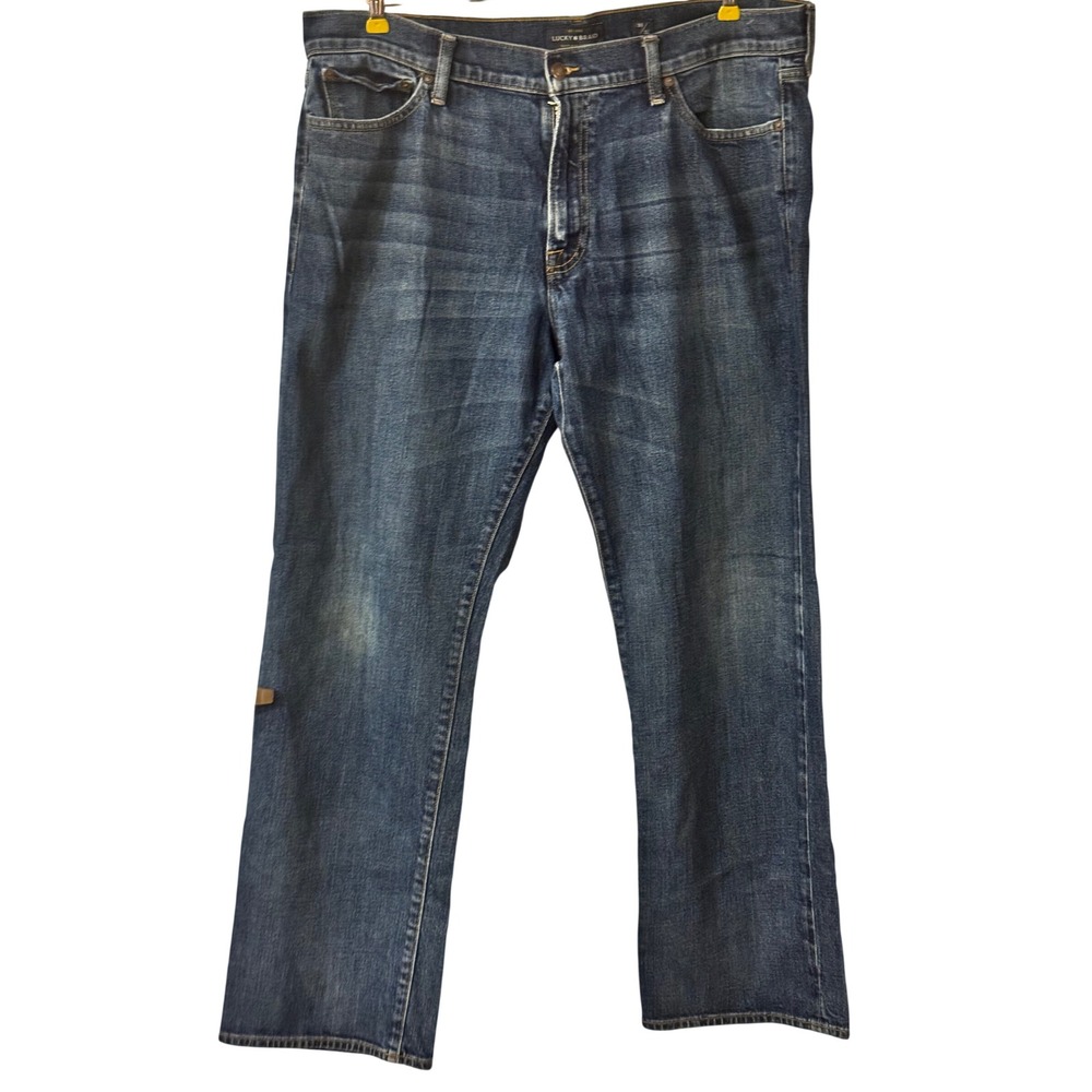 Lucky Brand 181 Relaxed Straight Jeans Mens 38x32 Medium Wash Blue Denim